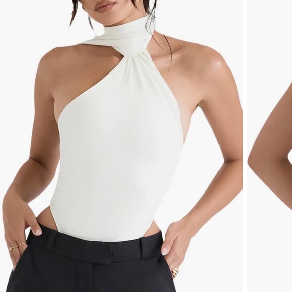 House of CB Tops House Of Cb Farrah Halter Neck Satin Bodysuit New